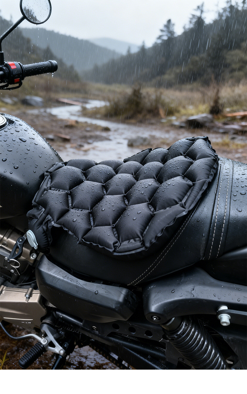 Motorcycle inflatable seat cushion, shock-absorbing and breathable, suitable for long-distance riding in summer, soft and comfortable, universal airbag seat cushion for electric vehicles