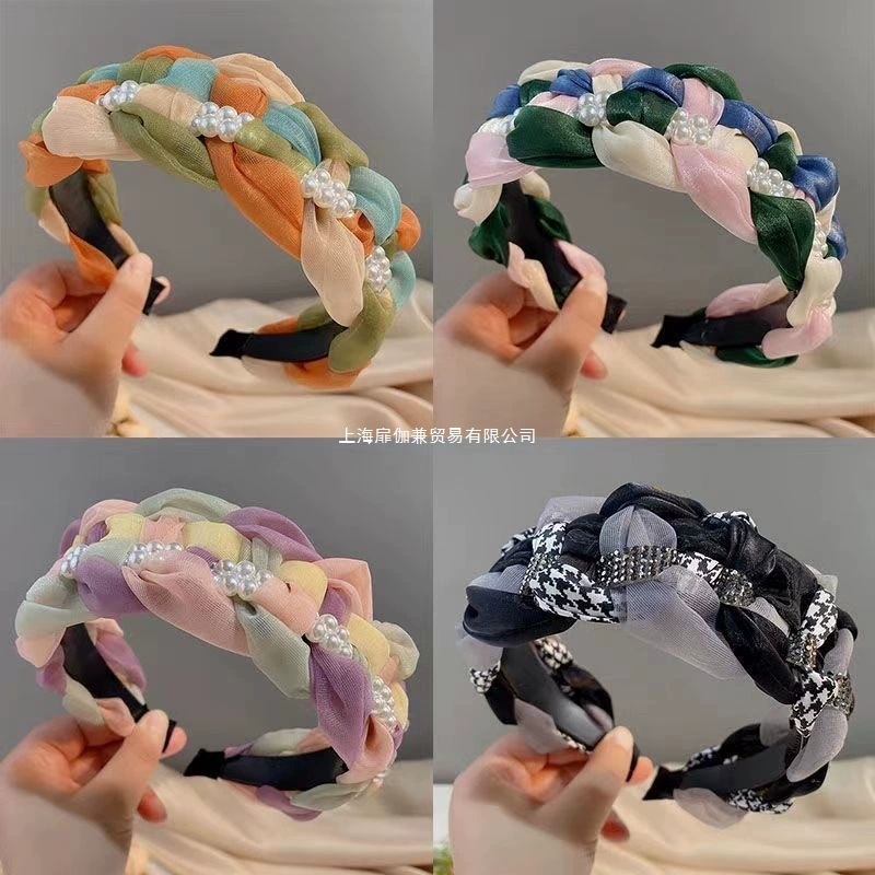 Новая противоскользящая повязка на голову с зубцами, универсальная плетеная повязка на голову с широкими полями в стиле ретро, ​​популярная заколка для взрослых Douyin