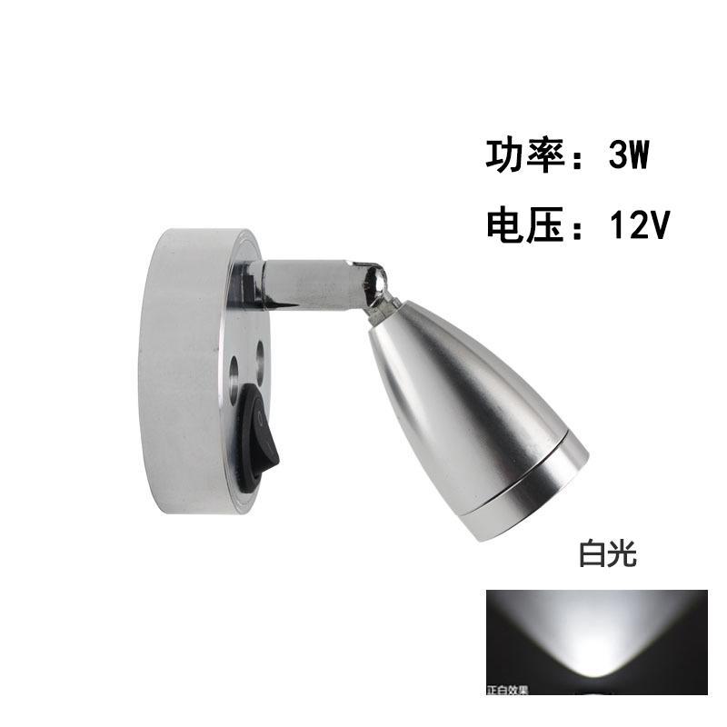 Luz de lectura led para RV, 12V, bajo voltaje, foco giratorio de 360 ​​grados, foco de noche, lámpara de pared, techo, luz blanca cálida, protección para los ojos