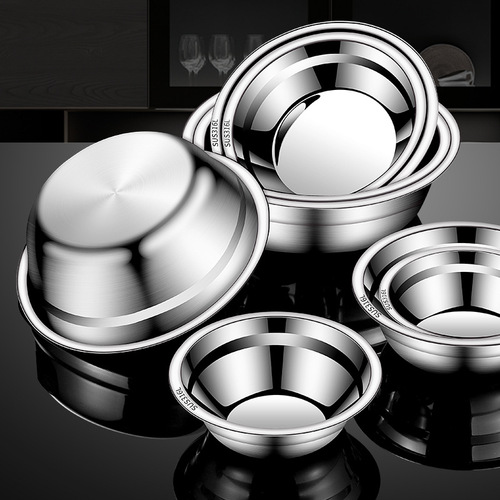 Stainless steel bowl wholesale 316 food grade household kitchen vegetable washing, egg beating and dough mixing bowl, multi-purpose school canteen soup bowl