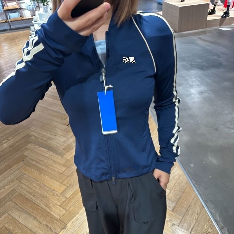 工厂直发!!26SS秋季新款D瑜伽运动修身条纹拉链休闲女外套上衣棉