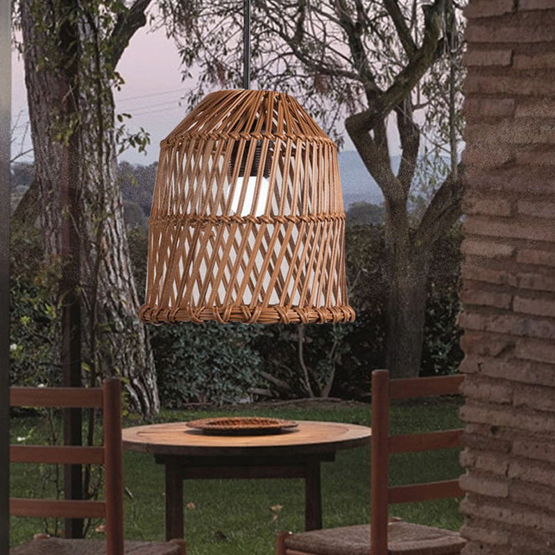 Pantalla de lámpara tejida a mano de ratán de imitación, candelabro de cuerda pastoral, iluminación, alojamiento, restaurante, hotel, restaurante de olla caliente, lámpara, lámpara de decoración