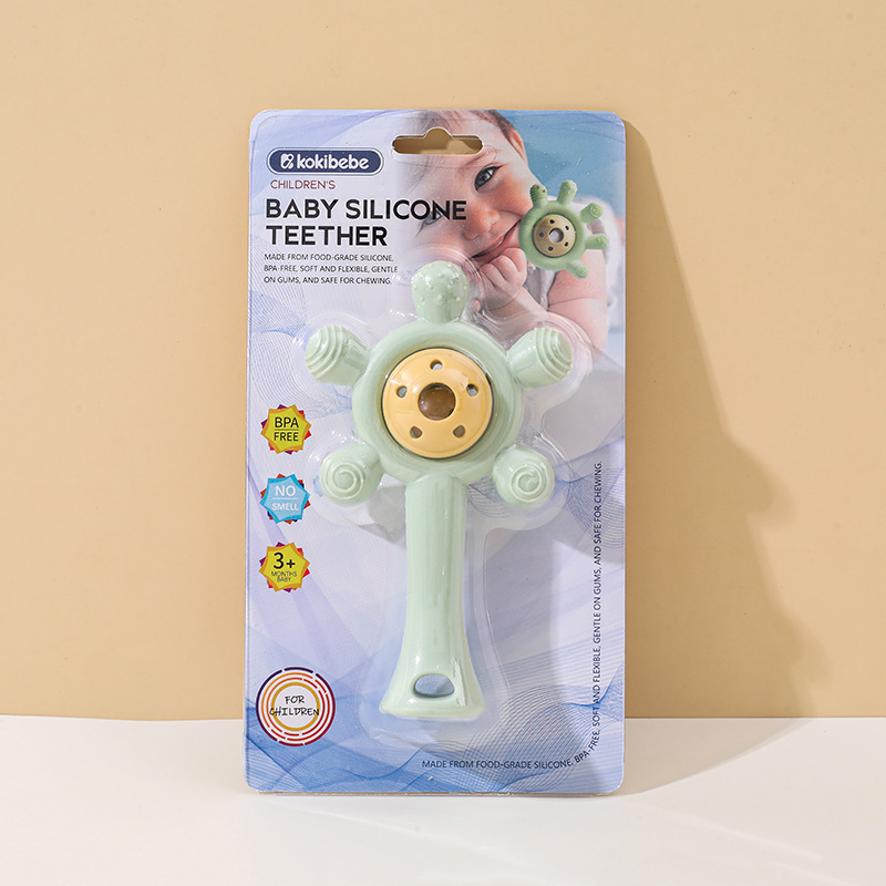 Mordedor para bebé transfronterizo dibujos animados lindo sonajero rueda de la fortuna mordedor recién nacido juguete de palo molar para bebé