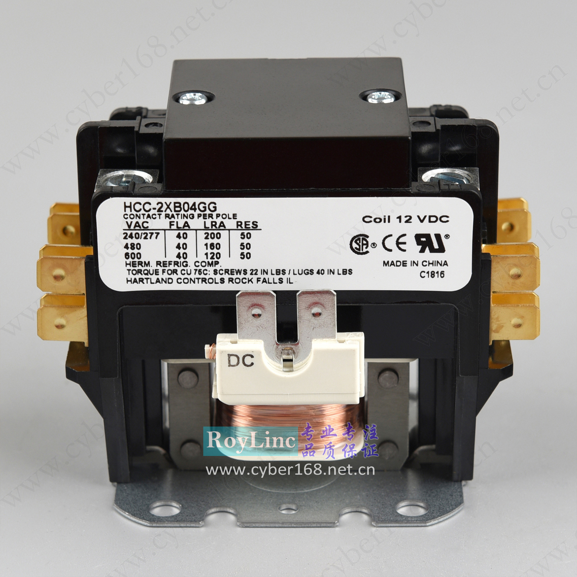 直流线圈12VDC 40A UL CSA CE HCC-2XB04充电桩站两极交流接触器