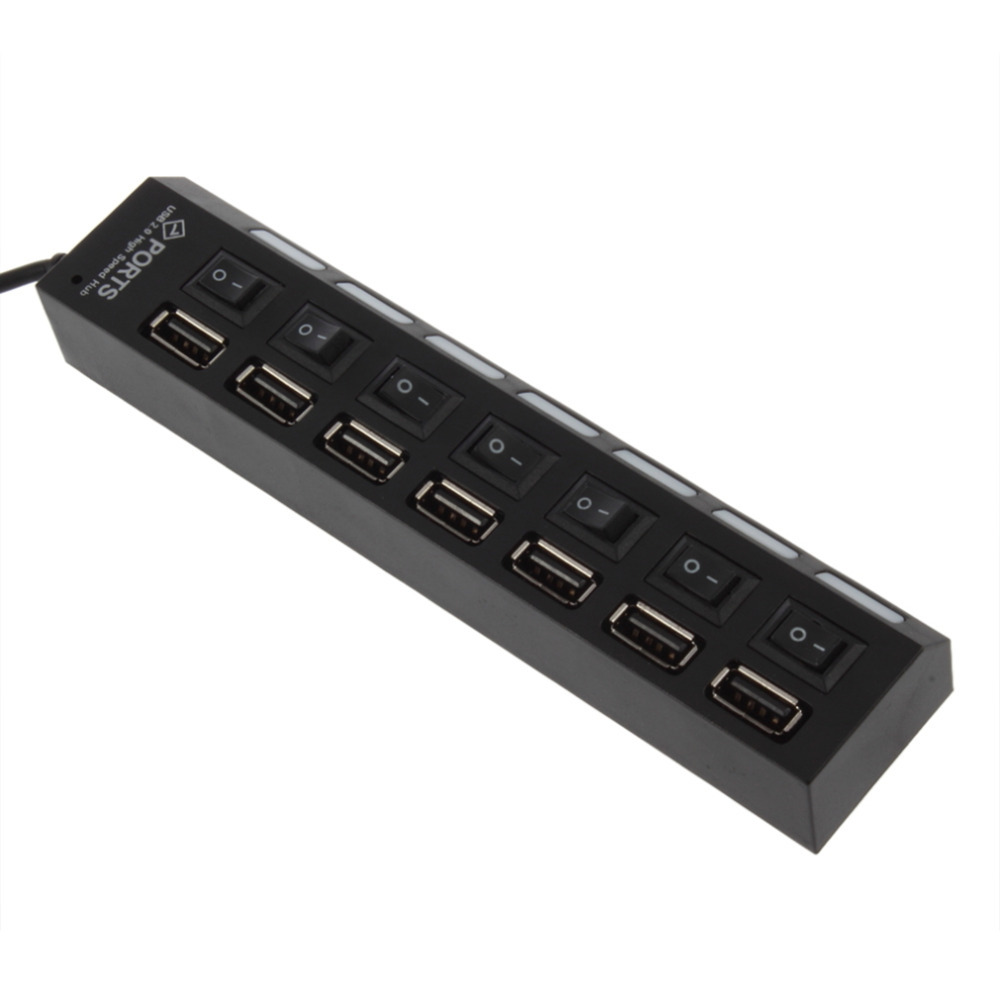 HUB USB de 7 puertos 2.0 – Con interruptores individuales, en stock, venta directa de fábrica
