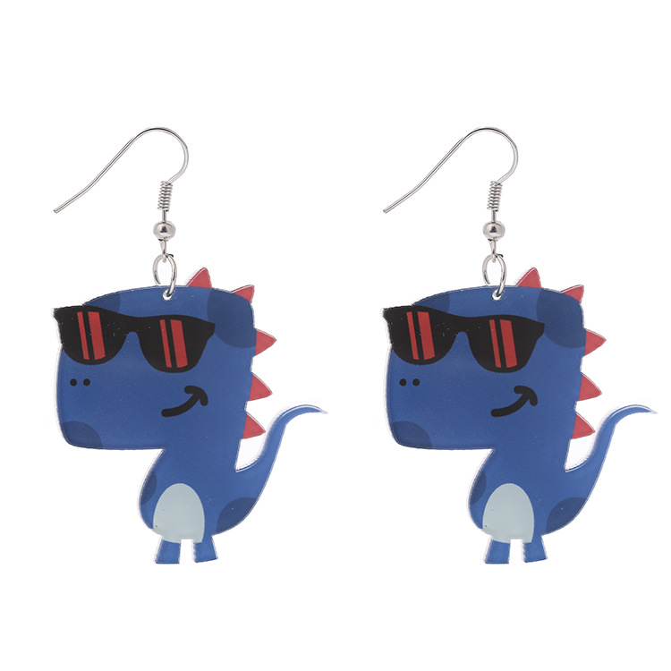 Cute Earrings Creative  Acrylic Cartoon Dinosaur Earrings display picture 4