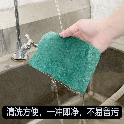 Double-sided scouring pad, household dishwashing cloth, kitchen emery sponge, cleaning rag, sand-containing thickened brushed pot brush