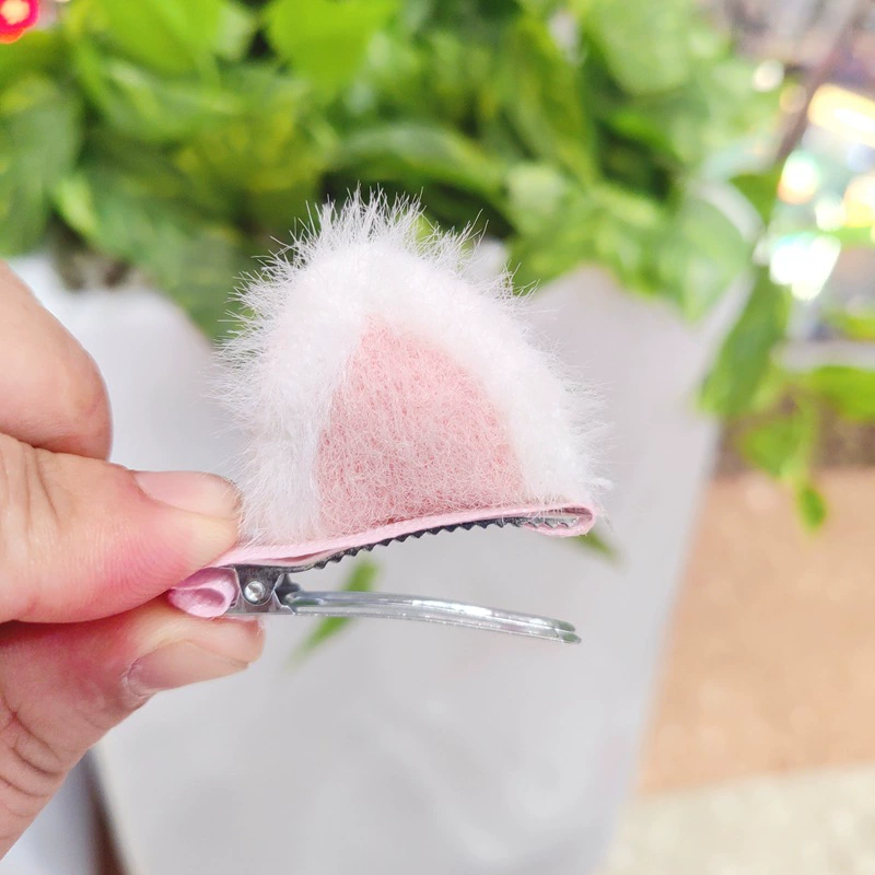 Красивый заколка для волос с ушками кота, DIY заяц/кот уши краб заколка, пушистая, ассорти цветов