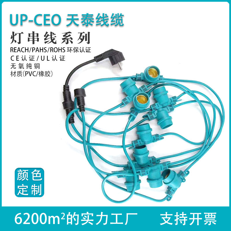 认证国规插头电源线 两极电源插头铜钱灯串太阳能灯串