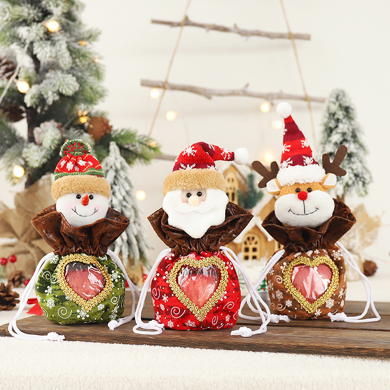 Transfronterizo nueva decoración navideña de dibujos animados transparente Apple bolsa de dulces bolsa de regalo bolsa de Navidad