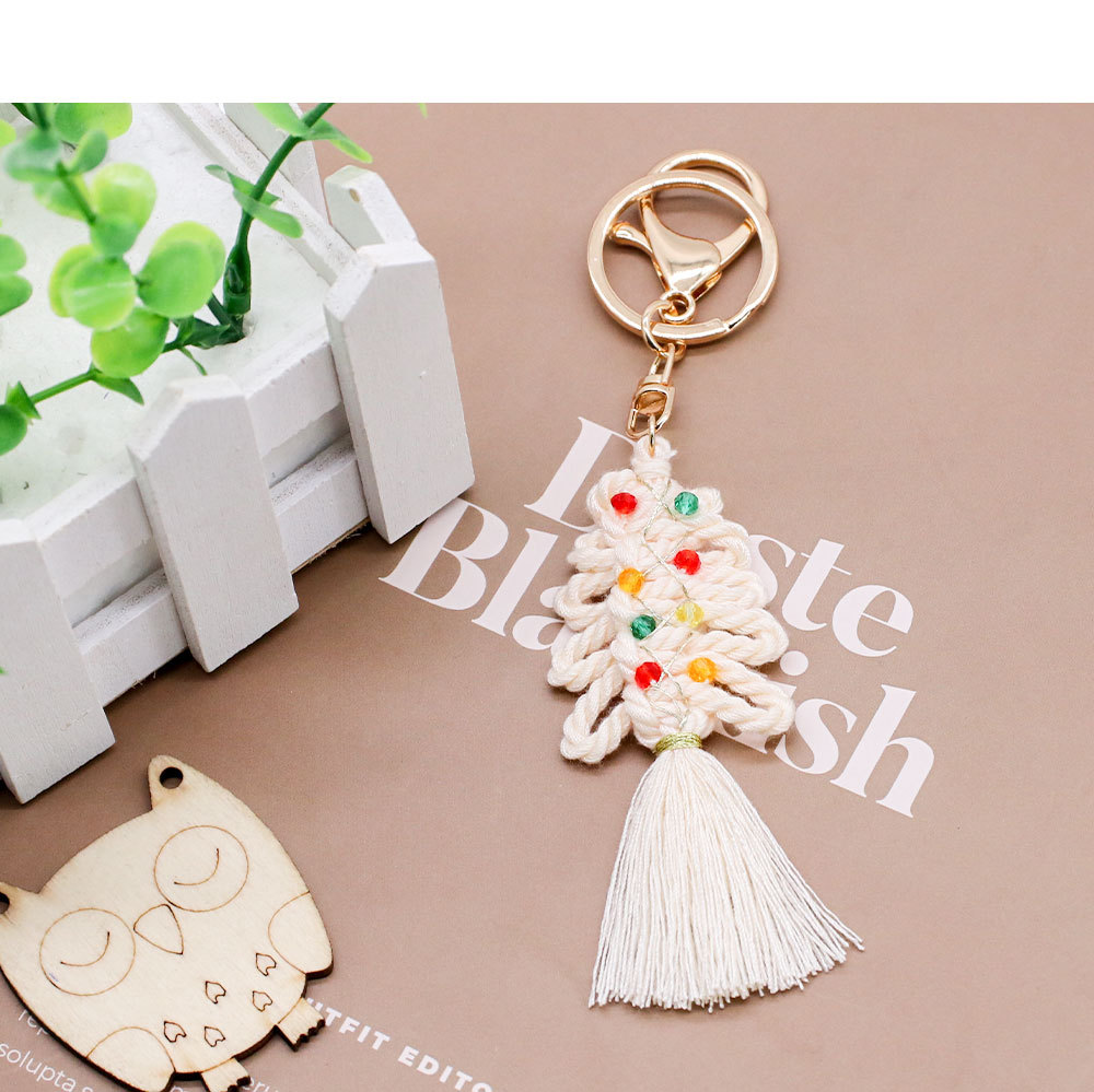 Christmas Tree Pattern Women's Gender Elegant, Retro Style Elegant Retro Christmas Tree Cotton Christmas Women's Bag Pendant Keychain