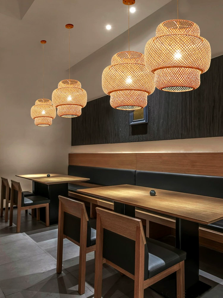 Woven ceiling lamp for living room, creative Japanese lights for bedroom