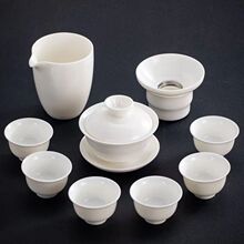 羊脂玉白瓷茶具套装茶壶茶杯礼盒家用办公整套礼盒送人