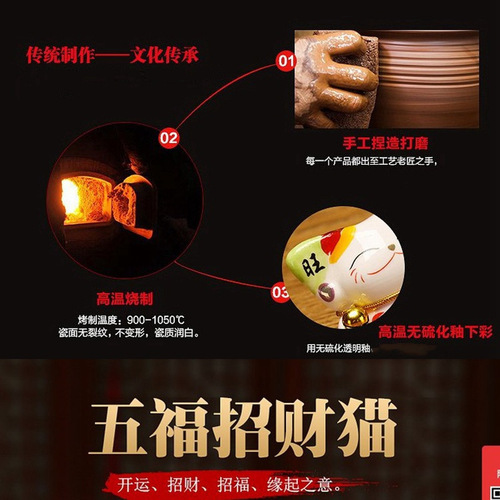 Lucky Cat Mini Sculpture Cute Cat Ceramic Car Ornament High-End Style Foreign Trade Cultural and Creative Market Small Craft