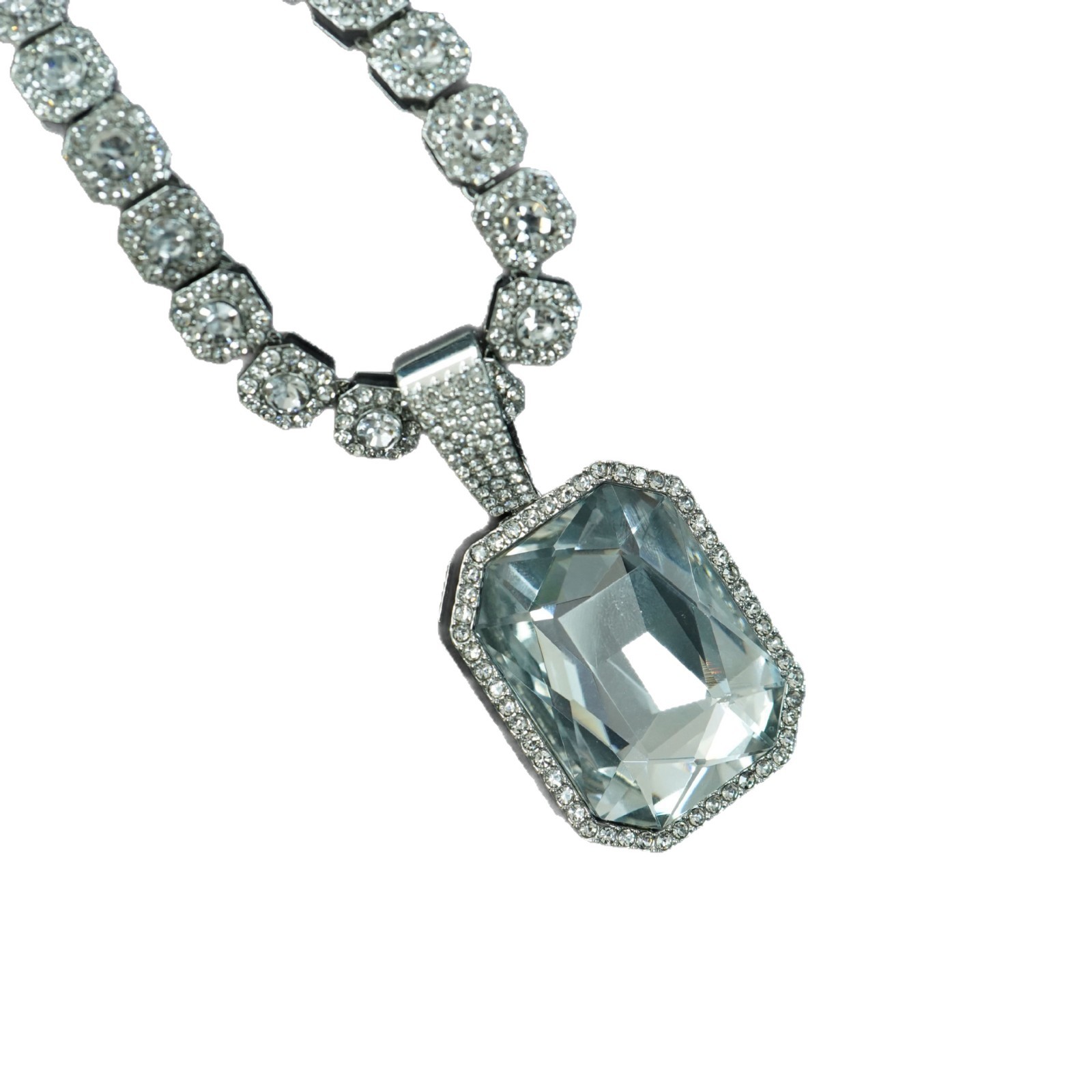 Nuevos productos de venta caliente de azúcar cuadrado de diamantes de color cubano con colgante de gemas de color clásica joyas de collar de hombre