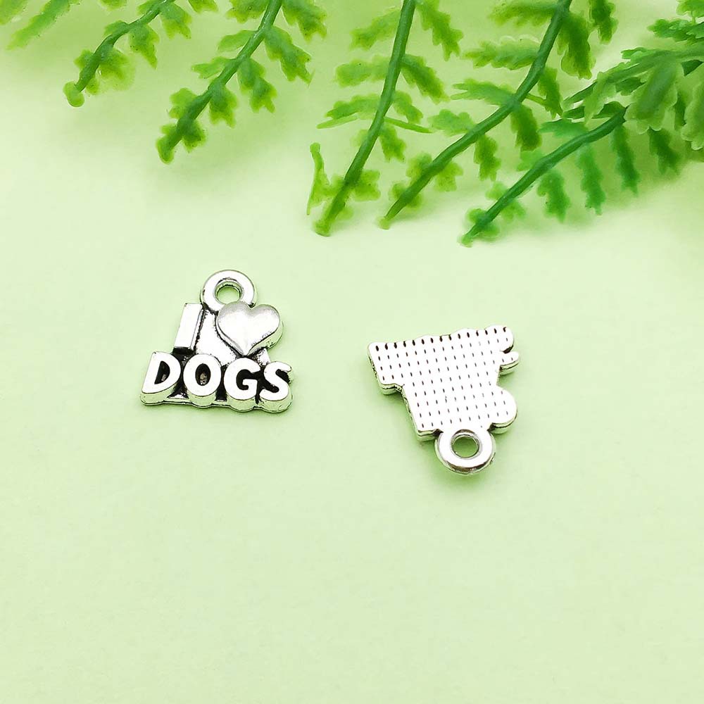 고대 실버 ILOVEDOGS 하트 1개-1.3g-12*13mm-15563