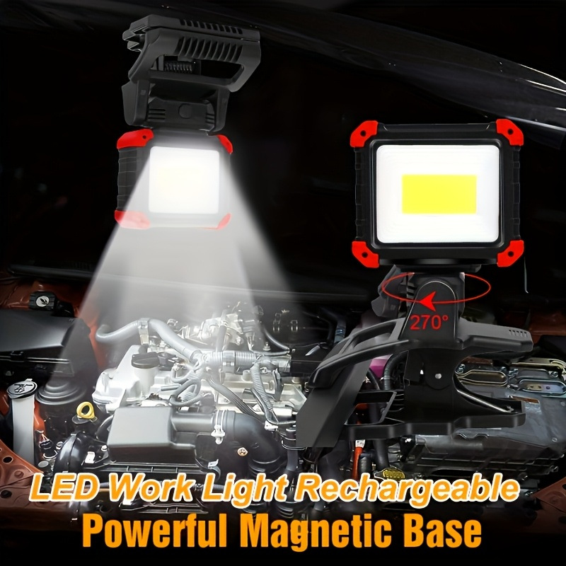 Cross-Border Ce+Rohs Rechargeable Cob Magnetic Clamp Work Light, Rotatable Portable Ultra-Bright Led Work Light