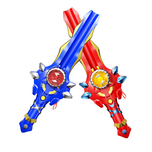 New sword-haired top toy children's alloy rotating light-emitting top sword-shaped launcher boy's magic war top
