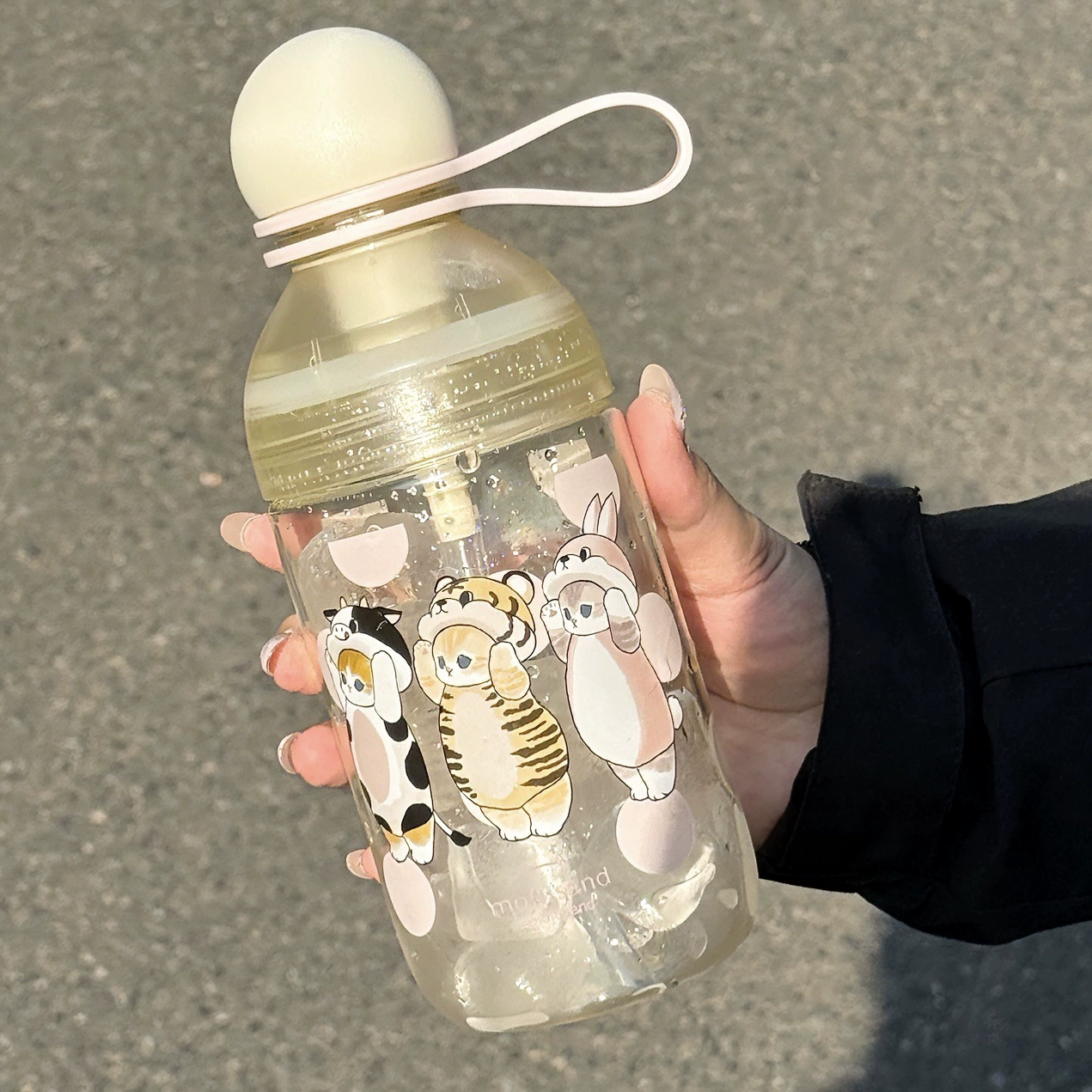 Cute high quality glass, handheld space summer plastic fruit tea, fall protection