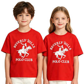美式复古 Beverly Hills Polo Club印花童装T恤外贸款男女童短袖