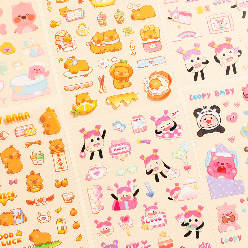 Kapibara pegatinas impermeables transparentes para mascotas diy libro de mano diario decoración papelería pegatinas pequeñas gordo patata pegatinas