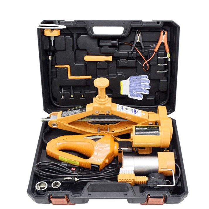 厂家供应 电动千斤顶套装 剪式汽车电动千斤顶充气泵电动扳手套装