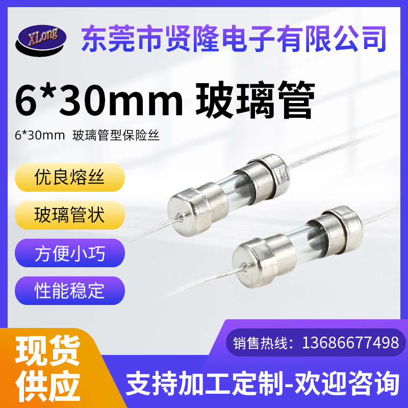 贤隆6*30玻璃保险丝管熔断器保护器电流保险丝管状保险丝现货供应