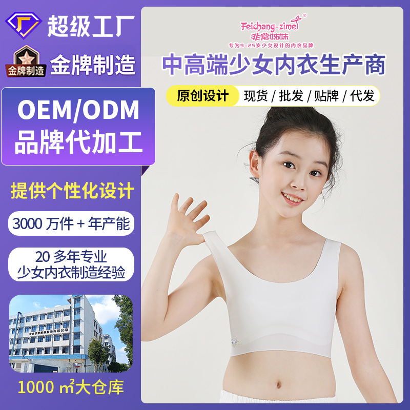 Physical Store Custom-Made First-Stage Girls' Development Period Seamless Intimates for School Girls Ice Silk Vest Oem