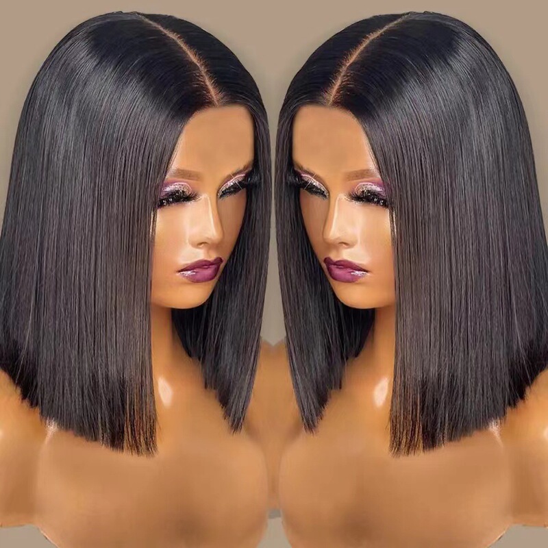 African Wig Front Lace Bob Head Yaki 13x 4 lace wig kinky straight in stock