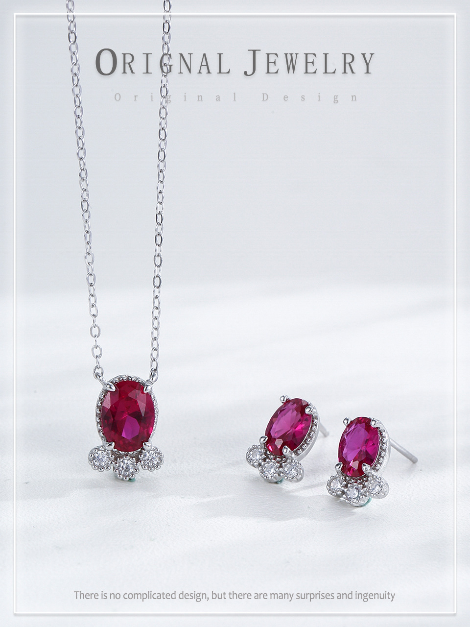 5g Weight Zircon Inlay Material Jewelry Set Classification Earrings + Necklace Quantity S925 Sterling Silver Ruby Small Goldfish Earrings Necklace Female Temperament Wild Design Jewelry Suit