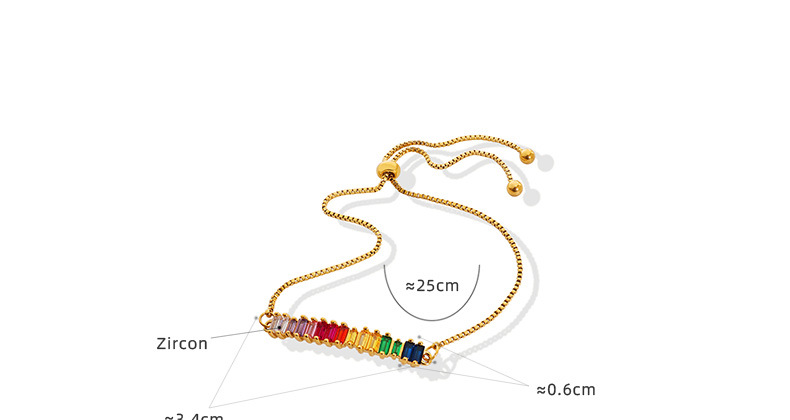 Pulsera De Circonitas De Color Minimalista Neutro Cadena De Acero Titanio Chapado En Oro display picture 1