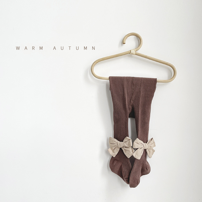 21 nuevas niñas polainas de algodón peinado primavera y otoño neto rojo princesa coreana arco grande desgaste exterior pantimedias los niños