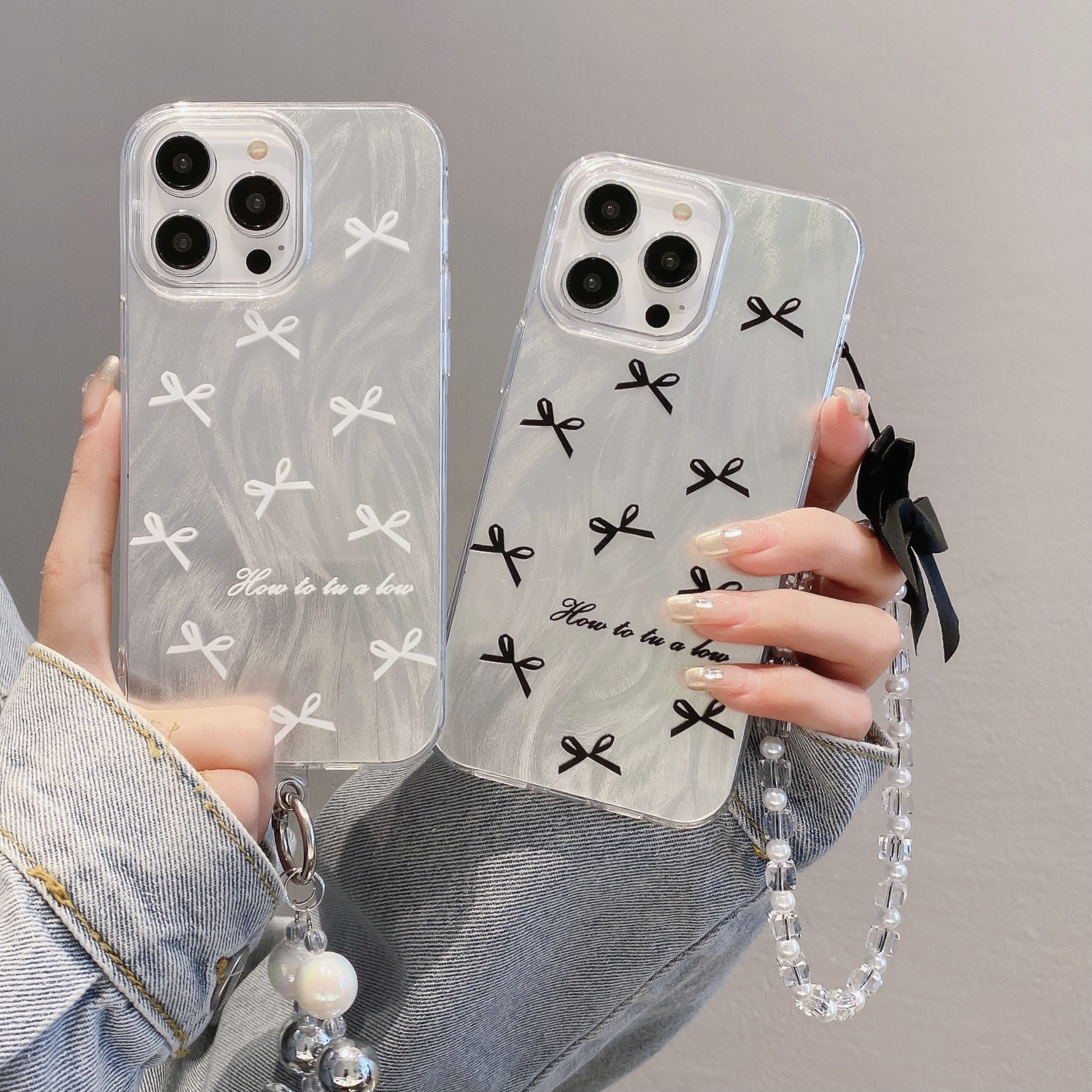 Hilo de plumas para Apple 16PRO funda para teléfono con lazo negro iphone12/14 funda protectora dura para pulsera de amor