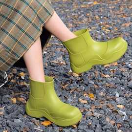 日系可爱卡通牛油果绿雨鞋夏季短筒雨靴外穿防滑软底工作中筒水鞋