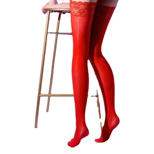 High Density Oil Bright Sexy Tight Silicone Non-Slip Lace Stockings High Stockings Over Knee Base Legs Horse Oil Stockings