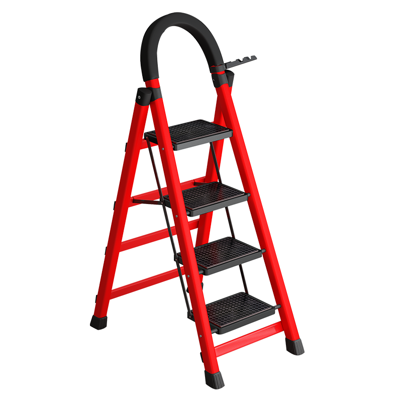 Household ladder indoor multi-functional portable five-step herringbone ladder thickened folding escalator telescopic lift fork ladder Huang Min