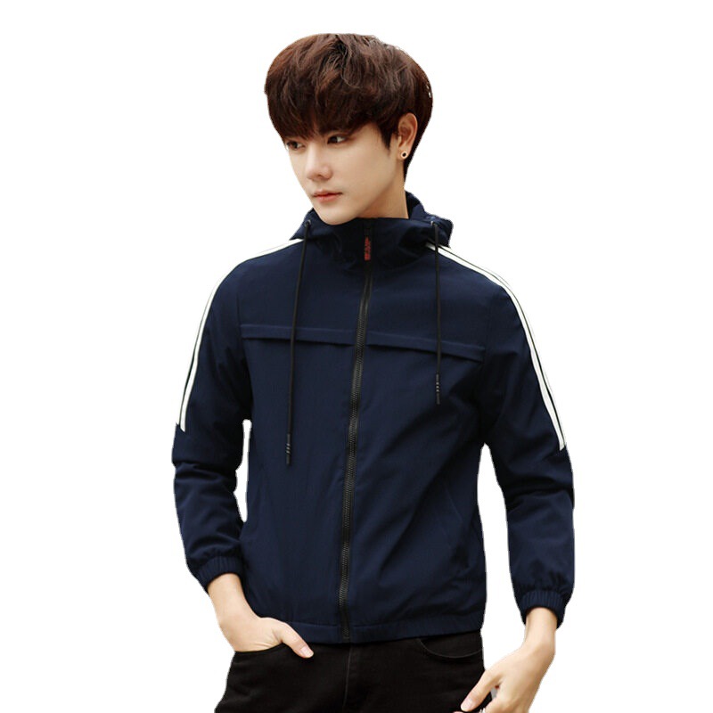 Nuevo 2022 primavera y otoño chaqueta guapa de los hombres tres barras cremallera chaqueta con capucha chaqueta uniforme de Béisbol Juvenil de los hombres