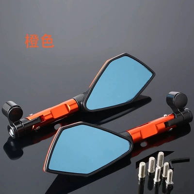car modified rearview mirror little: Motorcycle rearview mirror - two-tone-pentagonal-mirror-orange