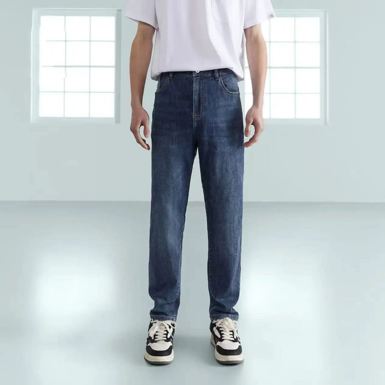 Мужские пять мешков дышащие, интимные джинсы, микропалия, летняя новая средняя талия, прямые ноги, кошки должны быть ремесленниками