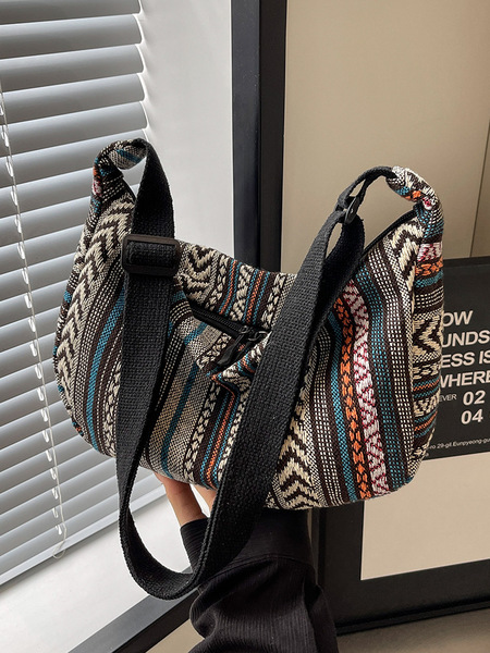 Capacious ethnic retro shoulder bag