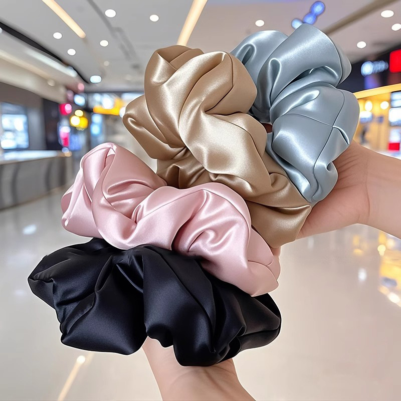 almohada anillo de cabello tela de seda intestino grueso anillo de cabello tocado de mujer retro francés sólido borde ancho no daña la joya de cabello cuerda