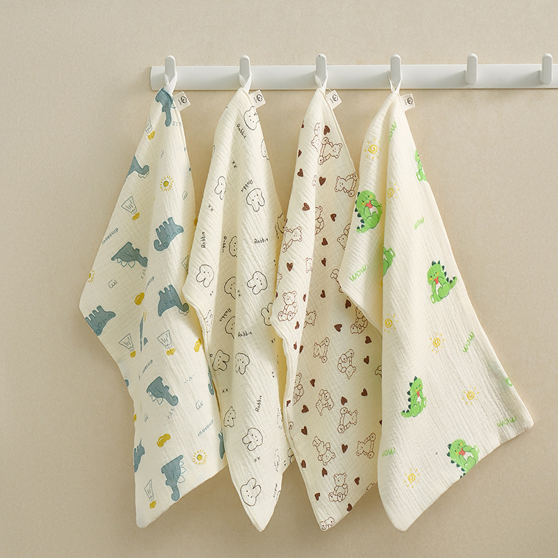 Children's Four-Layer Crepe Towel Face Wash Gauze Towel Hanging Children's Towel Baby Bathing Newborn Baby Slipper Towel Children's Four-Layer Crepe Towel Face Wash Gauze Towel Hanging Children's Towel Baby Bathing Newborn Baby Slipper Towel