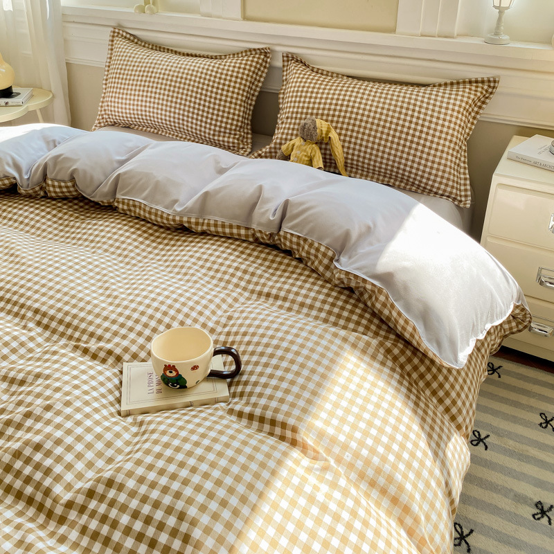 Washed Brushed Bedding Set For Student Dormitory Cotton Single_voghion.com