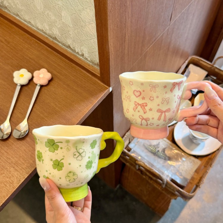 Tazas de cerámica casera de flores francesas tazas de agua de bebida taza de desayuno de oficina taza de café taza de leche