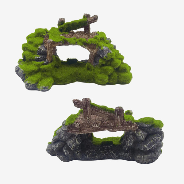 Fish tank resin moss velvet bridge fish play cave decorative fish…