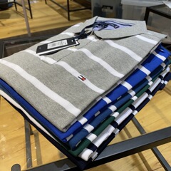 貿易夏 TOMMY トミーストライプ半袖ポロシャツメンズピュアコットンメンズラペル半袖 Tシャツカジュアル