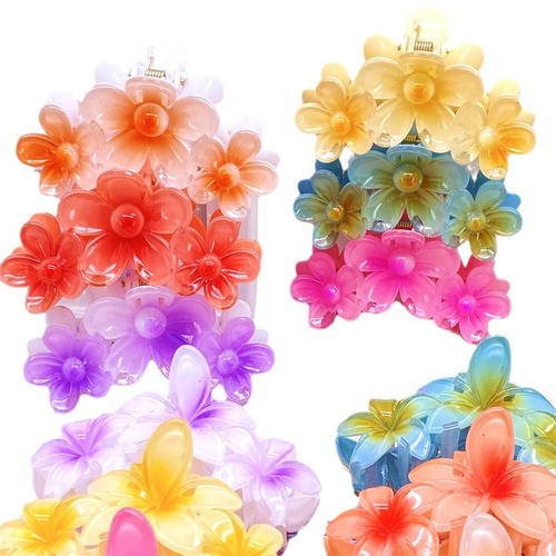New cross-border redbud flower hairpin for women, plumeria flower grabber, gradient color, high-end, colorful shark hairpin hair accessory