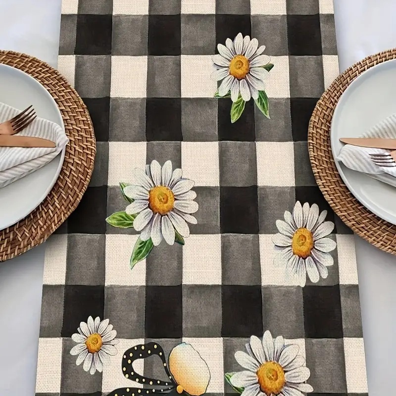Transfronterizo corredor de mesa de lino nueva Pascua lindo decorativo creativo impreso mesa de comedor paño decorativo mantel de cocina