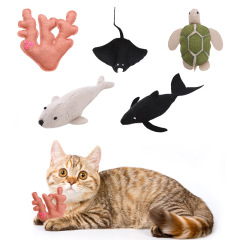 Pet Supplies Canvas Catnip Sound Paper Cat Toys Ocean Animal Series Durable Self-Having Companion Cat Toys