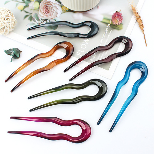 Japanese simple shiny u-shaped hairpin with large spots retro hairpin antique cheongsam ball hairpin